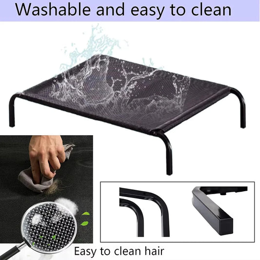 Elevated Waterproof Mesh Dog Bed — Breathable, Indoor & Outdoor Use, Non-Slip Feet, Washable, Pet Camping Bed