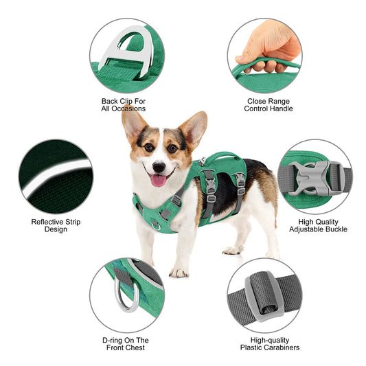 Escape Proof Dog Harness — Handle, Reflective, Adjustable, All Breeds, Durable Pet Vest