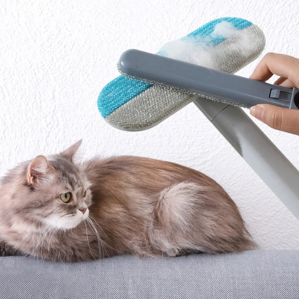 3-in-1 pet hair remover brush with long handle