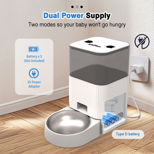 Smart Automatic Cat Feeder — App Control, Timer, Locked Lid, Dual Power
