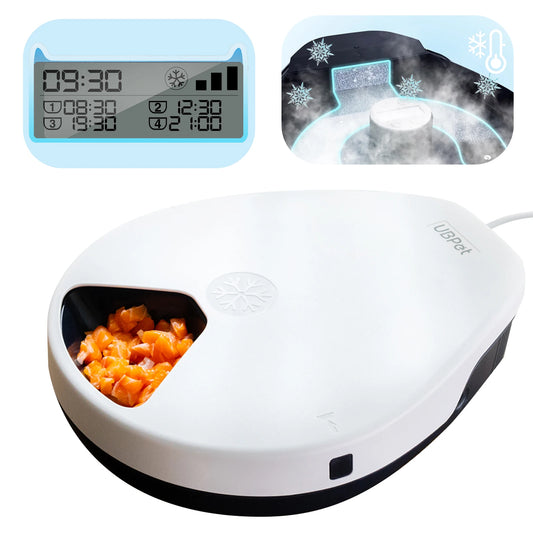 Automatic Cat Wet Food Feeder with Cooling — Semiconductor Refrigeration, Timer, 5 Food Sections, 330g Pet Food