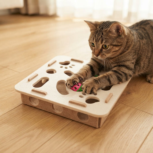 Cat Toy Felt Box with Ball Indoor Hunting Toy, Cat Puzzle, Cat Exercise Toy