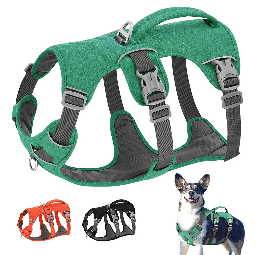Escape proof dog harness with grab handle Reflective dog harness