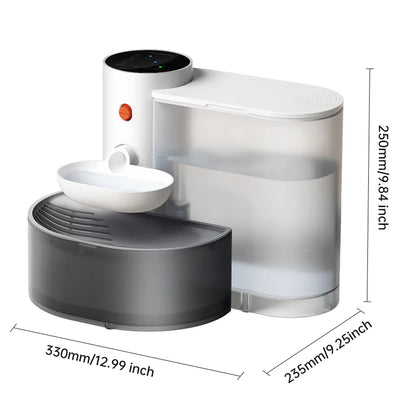 3L Smart Wireless Cat Water Fountain, No Replacement Filter, Clean & Dirty Water Separation, Automatic Pet Water Dispenser, Rechargeable Battery Operated,Ultra Long Battery Life