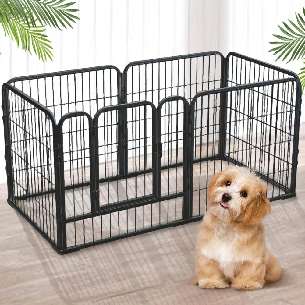 6-Panel Pet Playpen Foldable Dog Fence Cage Anti-Escape Dog Exercise Fence Heavy Duty Puppy Kennel for Small Medium Pet Exercise
