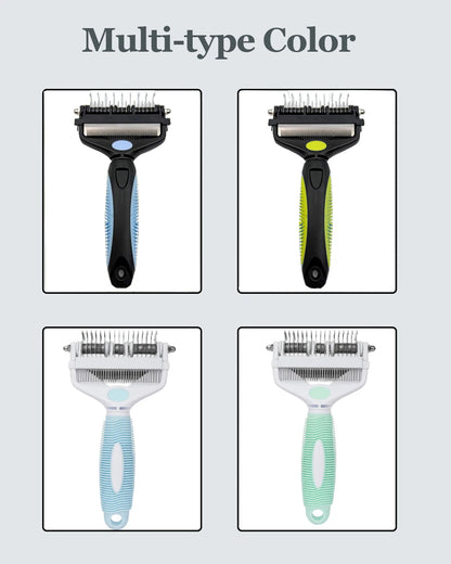 3 in 1 Pet Grooming Hair Brush Dog Deshedding Remover Double Sided Shedding Comb with Stainless Steel Teeth Fur Knot Cutter