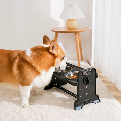 Voltsify 3-Level Adjustable Elevated Dog Feeder with 2 Stainless Steel Bowls & Non-Slip ABS Stand, Foldable & Detachable