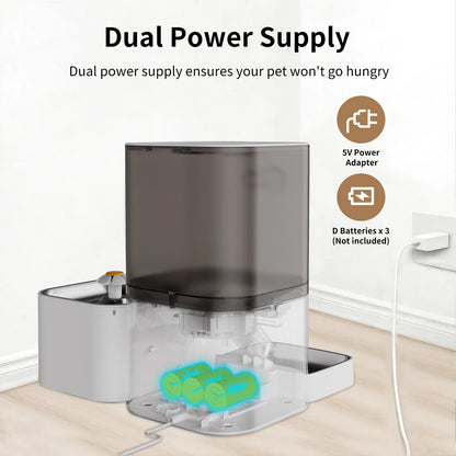 DOEL 2-in-1 Smart Cat Feeder 6L Dry Feeder & 2.5L Cat Water Fountain w/ App Control Timed Feeding For Small Dogs Food Dispenser