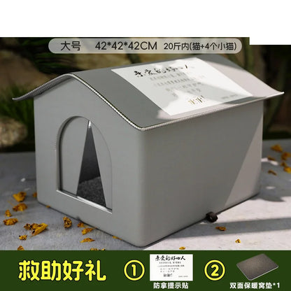 Outdoor Cat House Weatherproof Feral Cat Shelter Stray Cat Condo for Winter Wild Animal Tent Bed