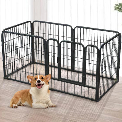 6-Panel Pet Playpen Foldable Dog Fence Cage Anti-Escape Dog Exercise Fence Heavy Duty Puppy Kennel for Small Medium Pet Exercise