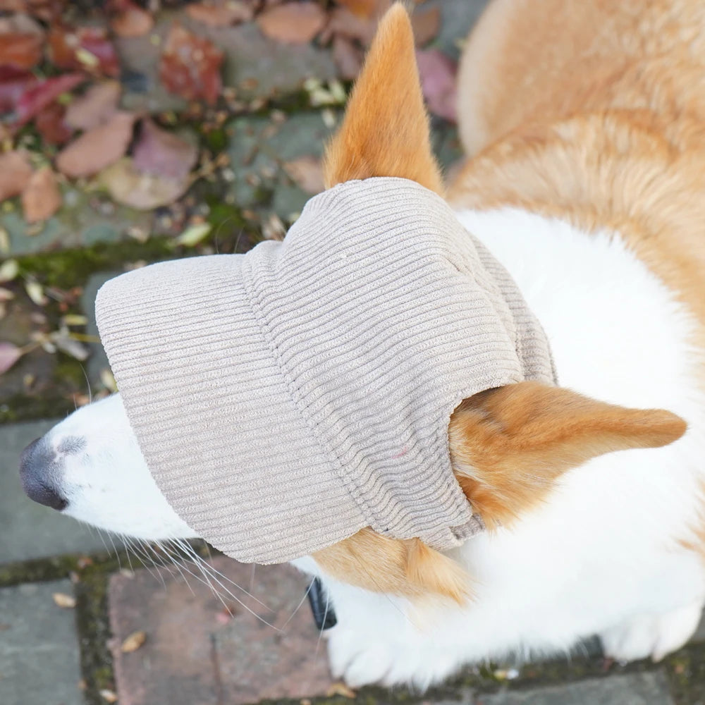 Fashion Big Dog Baseball Cap Durable Corduroy Adjustable Pet Sun Hat for Small Medium Large Dogs Golden Retriever Corgi Supplies