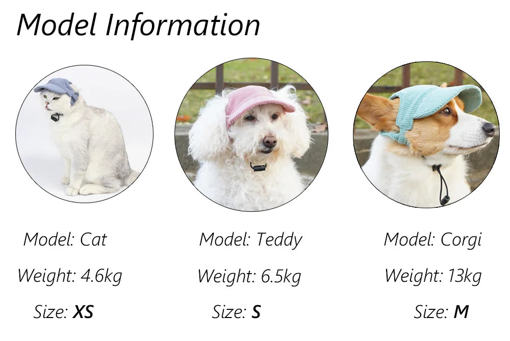 Fashion Big Dog Baseball Cap Durable Corduroy Adjustable Pet Sun Hat for Small Medium Large Dogs Golden Retriever Corgi Supplies