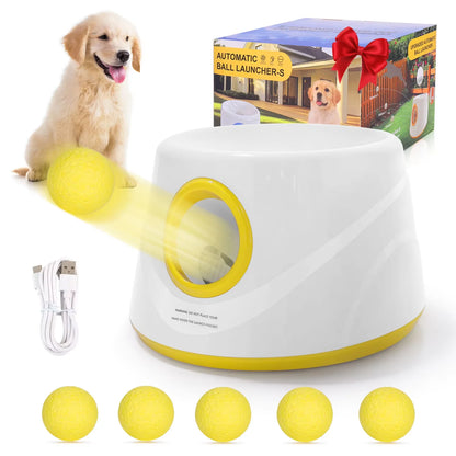 Next-Gen Automatic Dog Ball Launcher, Interactive Dog Tennis Ball Thrower With 5 ETPU Balls-Non-Toxic, Interactive Dog Toy