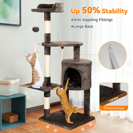 Multi Level Cat Tree — Sisal Posts, Condo, Top Perch, Cat Tower, 3-Colours