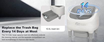 DOEL Open-Top Self-Cleaning Cat Litter Box, Smart App Remote Control, Only Supports 2.4G WiFi, Automatic Cat Toilet, Wide Entrance Design, Suitable for Tofu Litter & Mixed Litter, Safety Sensor for Multi Adult Cats
