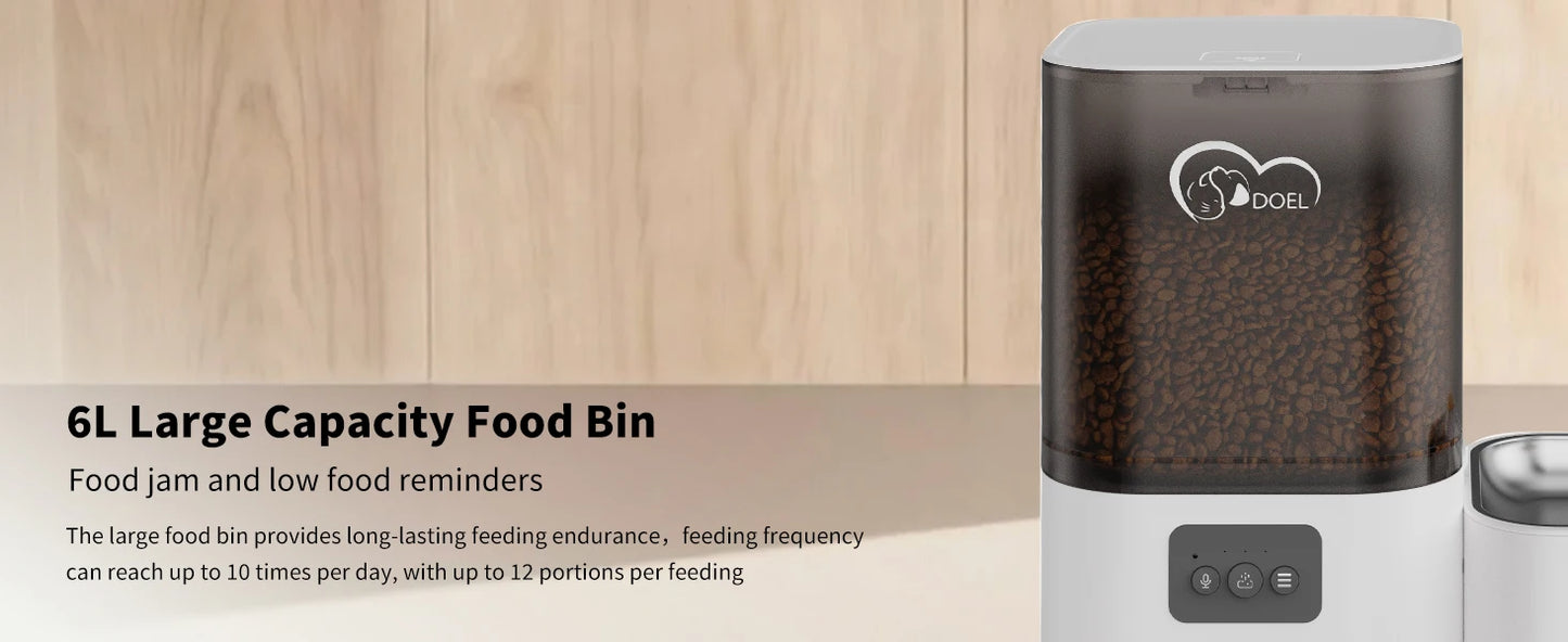 DOEL 2-in-1 Smart Cat Feeder 6L Dry Feeder & 2.5L Cat Water Fountain w/ App Control Timed Feeding For Small Dogs Food Dispenser
