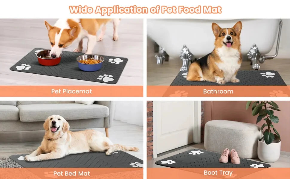 Pet Feeding Mat-Absorbent Pet Placemat Rubber Backing Quick Dry Water Mat for Dog Cat for Food and Water Bowl with Waterproof