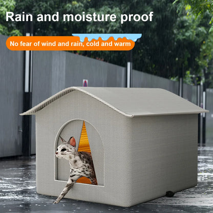Outdoor Cat House Weatherproof Feral Cat Shelter Stray Cat Condo for Winter Wild Animal Tent Bed