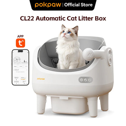 Pokpaw CL22 Automatic Cat Litter Box with Spray Dust-proof and Deodorization Low Noise Dual Radar Infrared Anti Entrainment