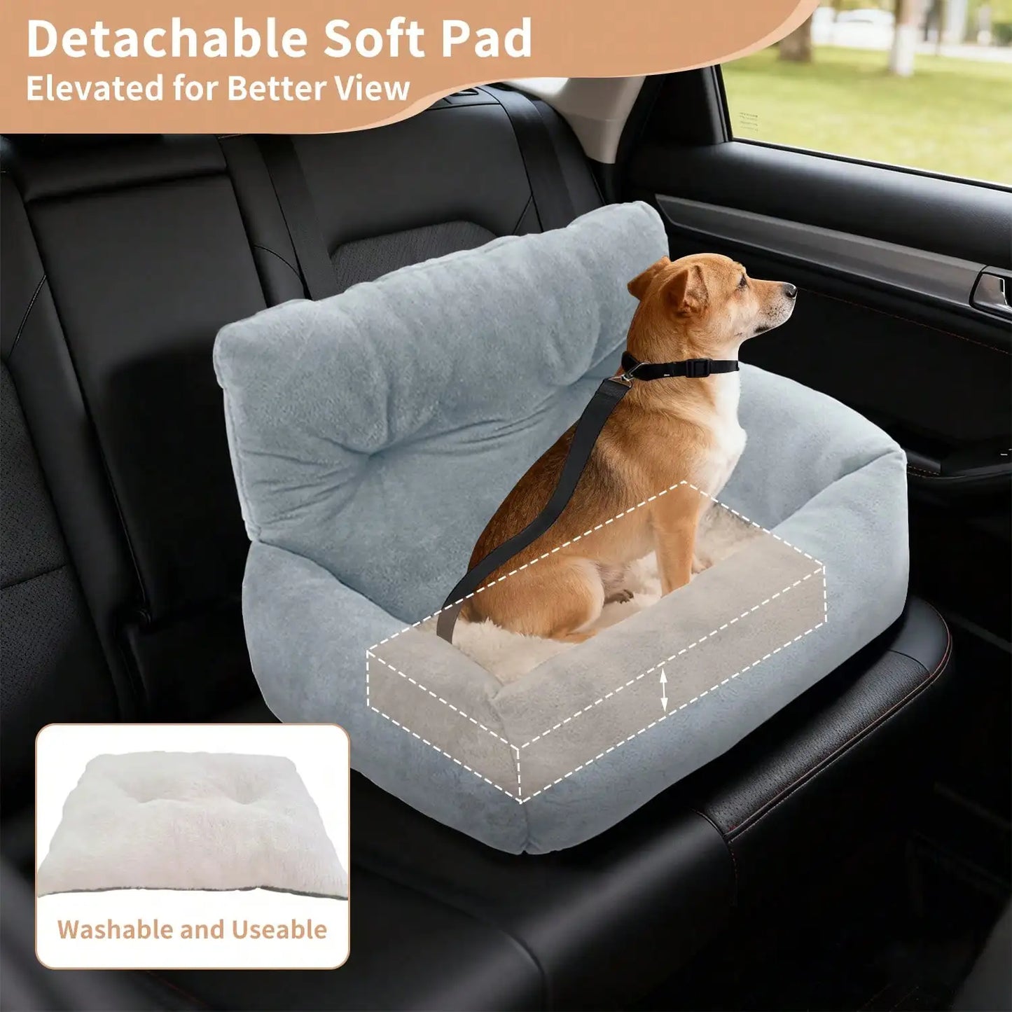 Pet Booster Seat Travel Bed, Car Seats for Car & Home, Warm Plush, Soft & Comfortable, for Pets Puppies Cats Front or Back Seat