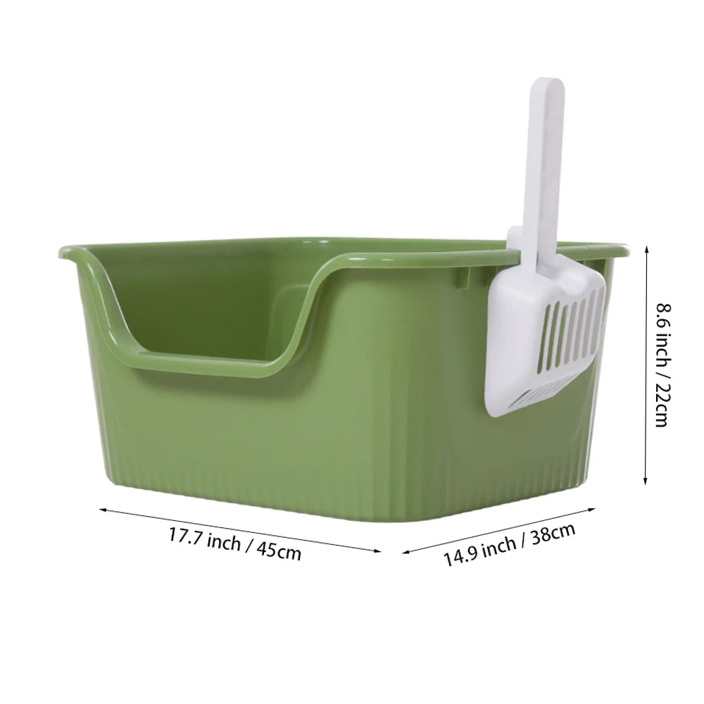 Voltsify Open Top Cat Litter Box with Scoop Low-Entry High-Sided Spacious Design for Multi-Cat Homes