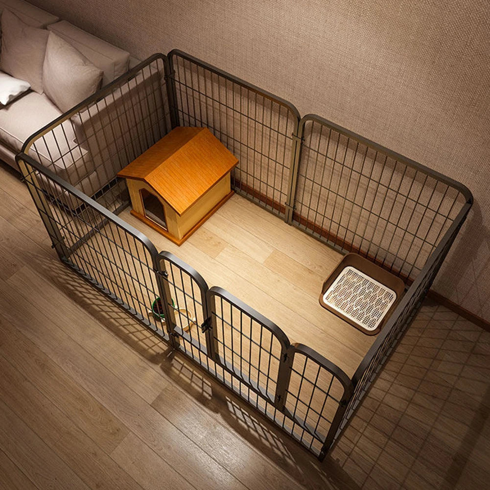 6-Panel Pet Playpen Foldable Dog Fence Cage Anti-Escape Dog Exercise Fence Heavy Duty Puppy Kennel for Small Medium Pet Exercise