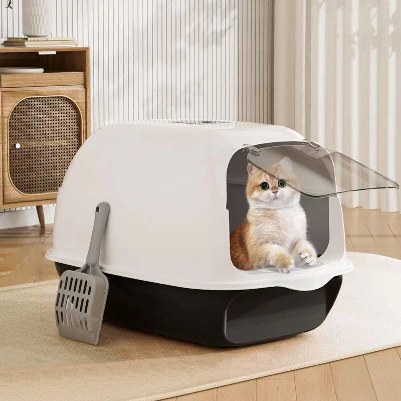Voltsify Detachable Cat Litter Box with 180° Flip-Top & Scoop & Deodorant, 35cm W X 50 cm D X 35 cm H