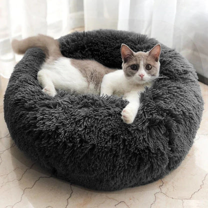 Voltsify 70CM Donut-Shaped Plush Pet Cuddler Bed Machine Washable Anti-Slip for Dog&Cat House Winter Warm Sleeping