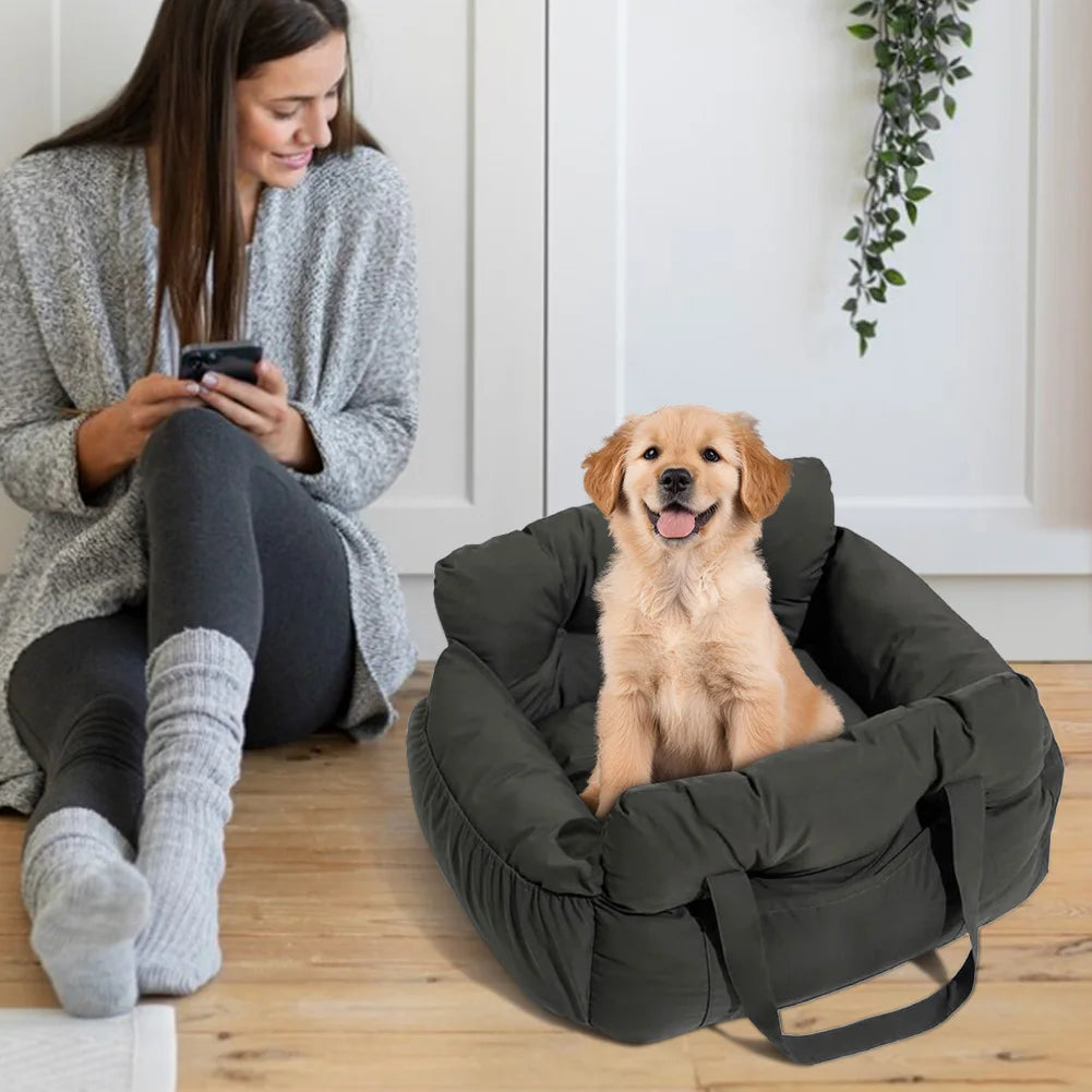 Booster Pet Car Seat with Seat Belt Pet Safe Booster Seat PP Cotton Pet Safety Car Seat Travel Carrier Bed for Small Medium Dogs