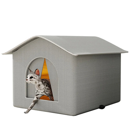 Outdoor Cat House Weatherproof Feral Cat Shelter Stray Cat Condo for Winter Wild Animal Tent Bed