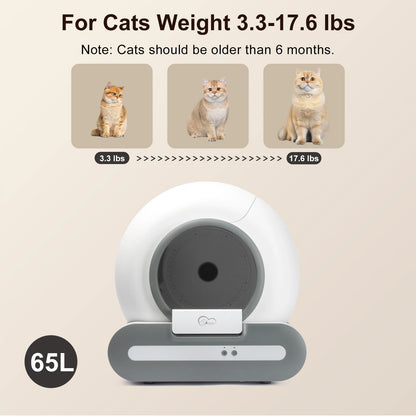 DOEL 2026 New Upgrade 65L Large Capacity Self-Cleaning Cat Litter Box Smart Automatic Cat Toilet, App Remote Control, Only Supports 2.4G WiFi, Suitable for Tofu Litter & Mixed Cat Litter, Ideal for Multi-Cat Homes