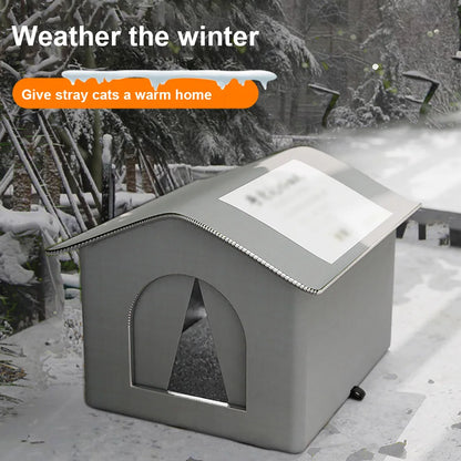 Outdoor Cat House Weatherproof Feral Cat Shelter Stray Cat Condo for Winter Wild Animal Tent Bed