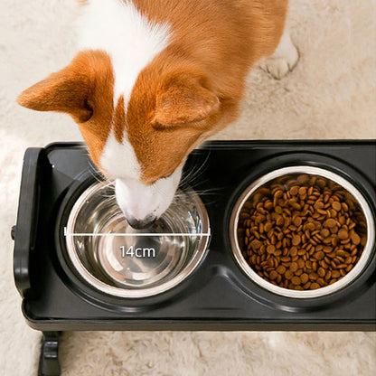 Voltsify 3-Level Adjustable Elevated Dog Feeder with 2 Stainless Steel Bowls & Non-Slip ABS Stand, Foldable & Detachable