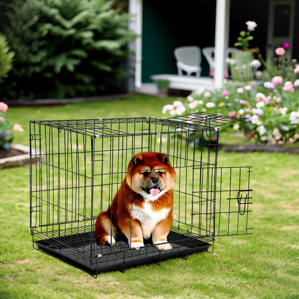Voltsify Wire Dog Crate with 2 Doors and Tray for Small and Medium-sized Dogs, Cats and Rabbits