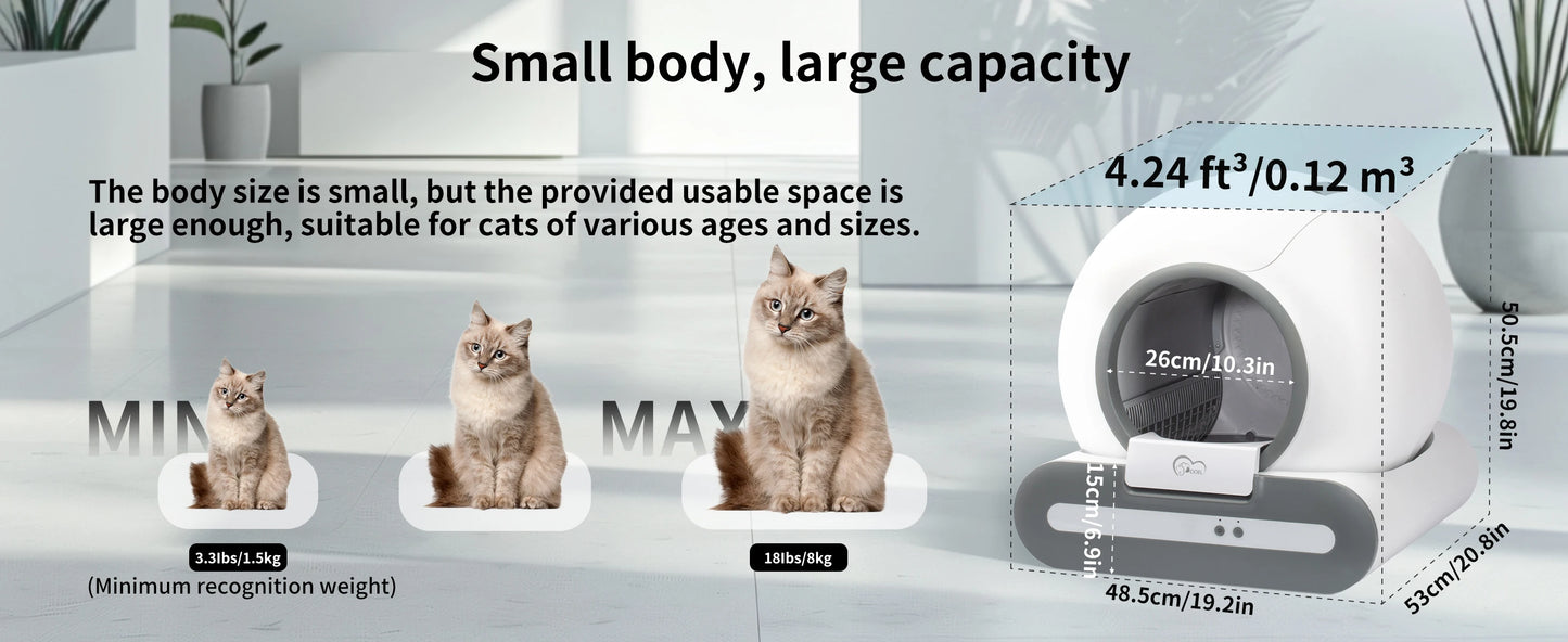 DOEL 2026 New Upgrade 65L Large Capacity Self-Cleaning Cat Litter Box Smart Automatic Cat Toilet, App Remote Control, Only Supports 2.4G WiFi, Suitable for Tofu Litter & Mixed Cat Litter, Ideal for Multi-Cat Homes