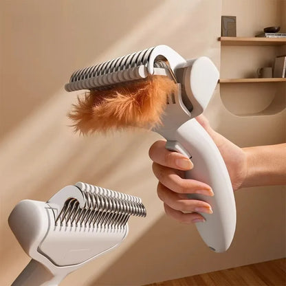Pet Hair Removal Comb Curved Stainless Steel Teeth for Dogs Cats Detangling Brush for Long Thick Hair Professional Grooming Tool