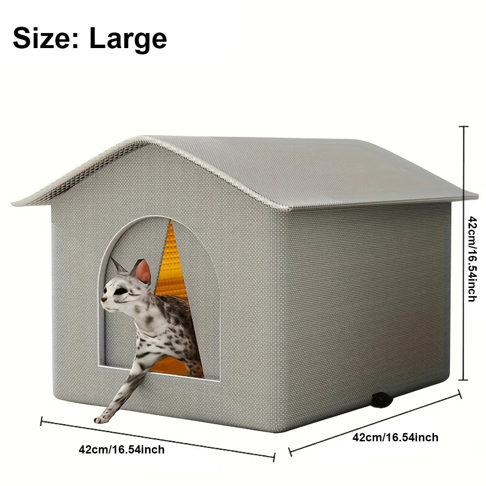 Outdoor Cat House Weatherproof Feral Cat Shelter Stray Cat Condo for Winter Wild Animal Tent Bed