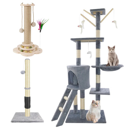 Multi-level cat climbing tower, 40/80/150 cm cat tree and climbing tower, featuring scratching panels, a felt cave and a resting area; indoor/outdoor activity centre for cats