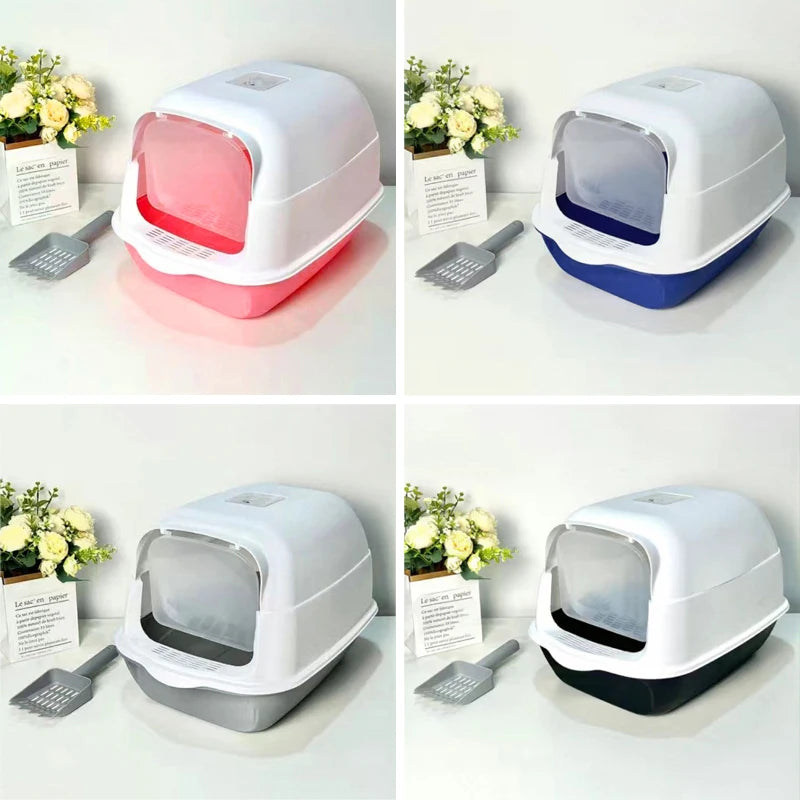 Voltsify Detachable Cat Litter Box with 180° Flip-Top & Scoop & Deodorant, 35cm W X 50 cm D X 35 cm H