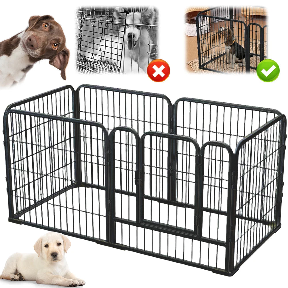 6-Panel Pet Playpen Foldable Dog Fence Cage Anti-Escape Dog Exercise Fence Heavy Duty Puppy Kennel for Small Medium Pet Exercise