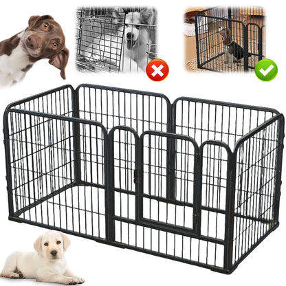 6-Panel Pet Playpen Foldable Dog Fence Cage Anti-Escape Dog Exercise Fence Heavy Duty Puppy Kennel for Small Medium Pet Exercise