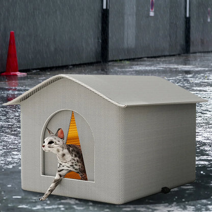 Outdoor Cat House Weatherproof Feral Cat Shelter Stray Cat Condo for Winter Wild Animal Tent Bed