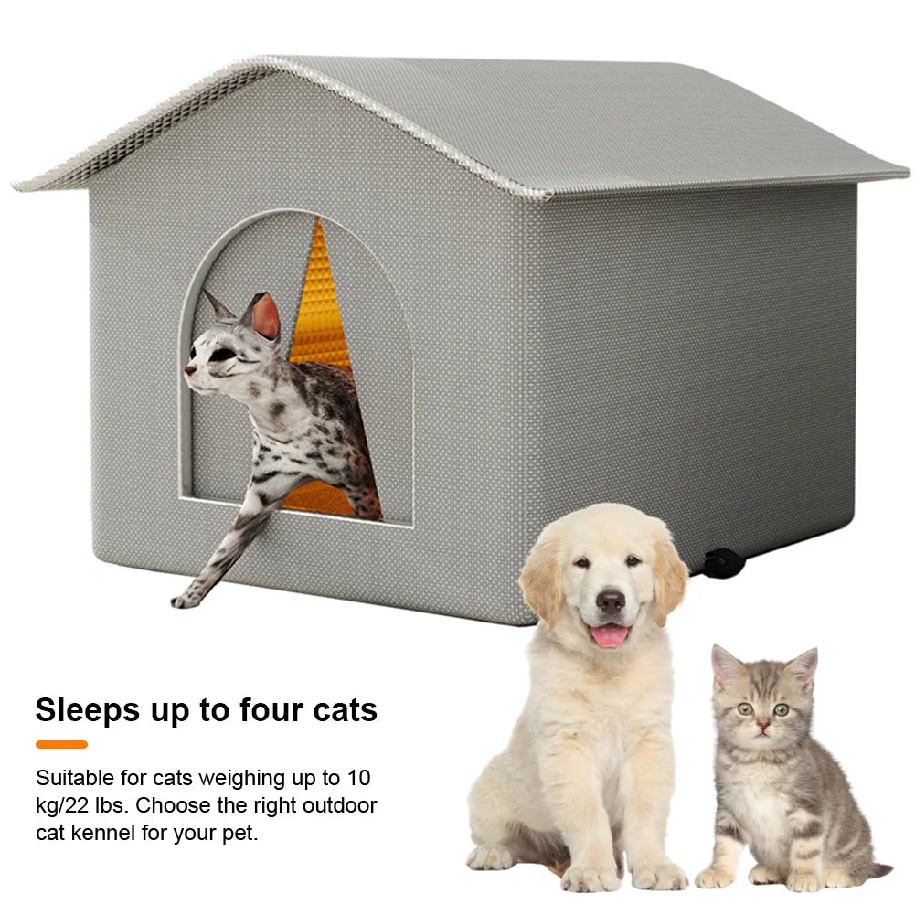 Outdoor Cat House Weatherproof Feral Cat Shelter Stray Cat Condo for Winter Wild Animal Tent Bed