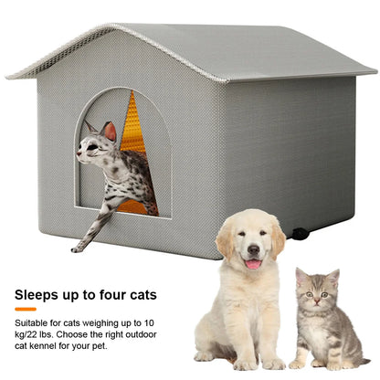 Outdoor Cat House Weatherproof Feral Cat Shelter Stray Cat Condo for Winter Wild Animal Tent Bed
