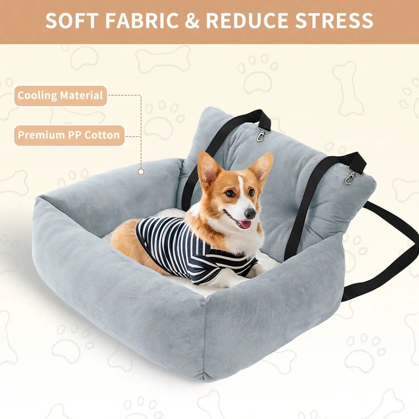 Pet Booster Seat Travel Bed, Car Seats for Car & Home, Warm Plush, Soft & Comfortable, for Pets Puppies Cats Front or Back Seat