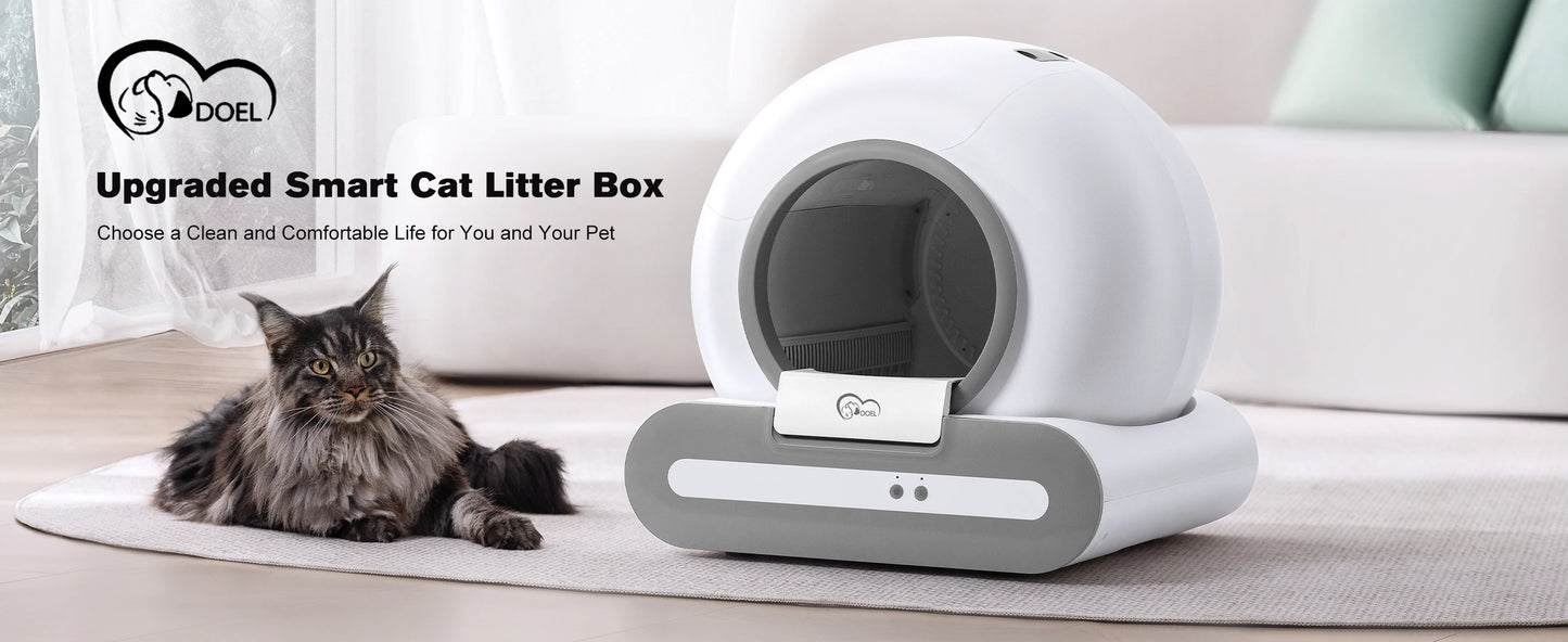 DOEL 2026 New Upgrade 65L Large Capacity Self-Cleaning Cat Litter Box Smart Automatic Cat Toilet, App Remote Control, Only Supports 2.4G WiFi, Suitable for Tofu Litter & Mixed Cat Litter, Ideal for Multi-Cat Homes