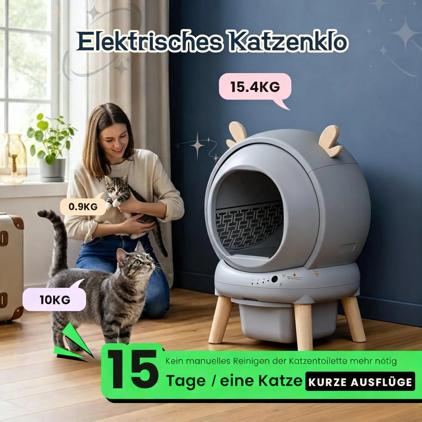 App Control Extra Large Automatic Cleaning Cat Litter Tray With Safety Sensors Odor Control And Protection For Multi-Cats