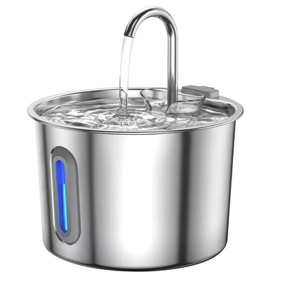 Cat Fountain Stainless Steel — LED, Multi Filter, 2.2L, Cat Water Fountain
