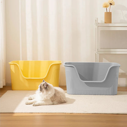 Voltsify Open Top Cat Litter Box with Scoop Low-Entry High-Sided Spacious Design for Multi-Cat Homes