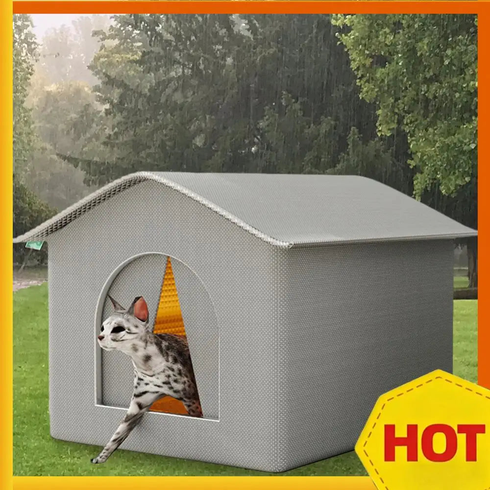 Outdoor Cat House Weatherproof Feral Cat Shelter Stray Cat Condo for Winter Wild Animal Tent Bed
